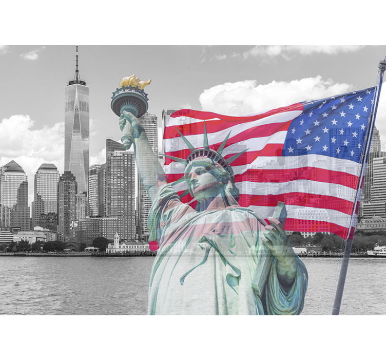 Statue Freedom Skyline wall mural new york - TenStickers
