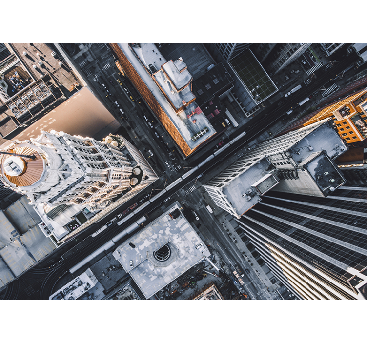 City wall mural aerial cityscape view - TenStickers