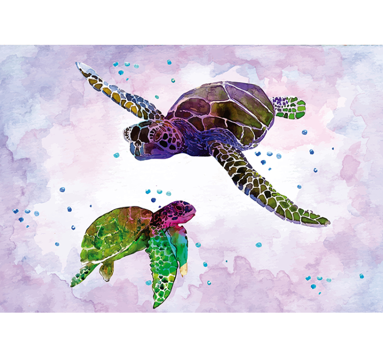 Animals wall mural colorful sea turtle - TenStickers