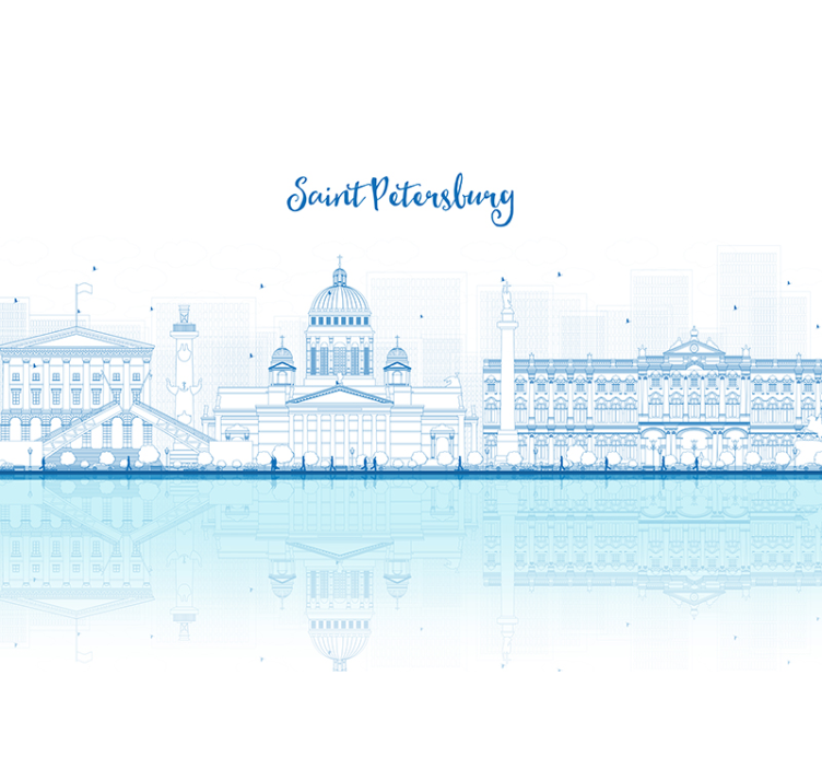 Saint Petersburg Skyline city wall mural - TenStickers