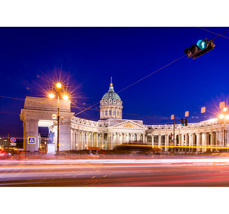 Kazan Cathedral Night city wall mural - TenStickers