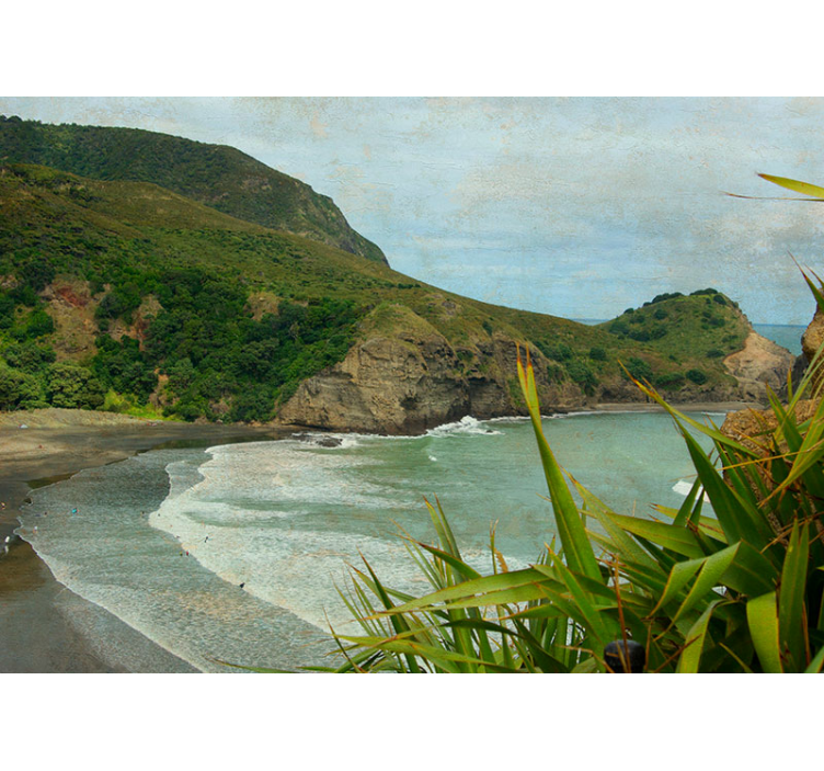Landscape wall mural coastal greenery scene - TenStickers