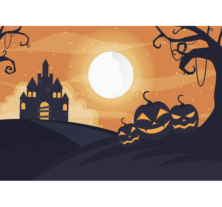 Haunted Castle Night wall mural halloween - TenStickers