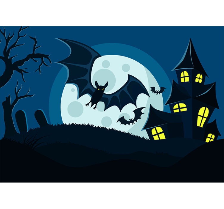 Haunted House Scene wall mural halloween - TenStickers