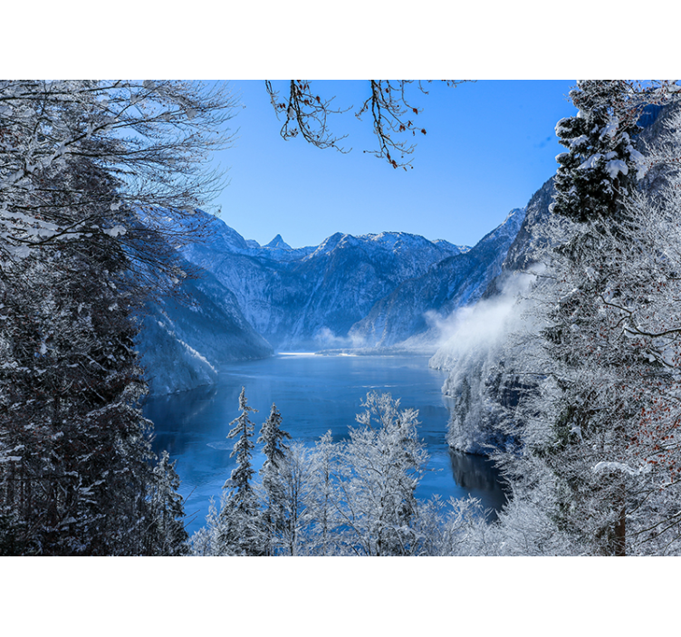Icy alpine lake landscape wall mural - TenStickers