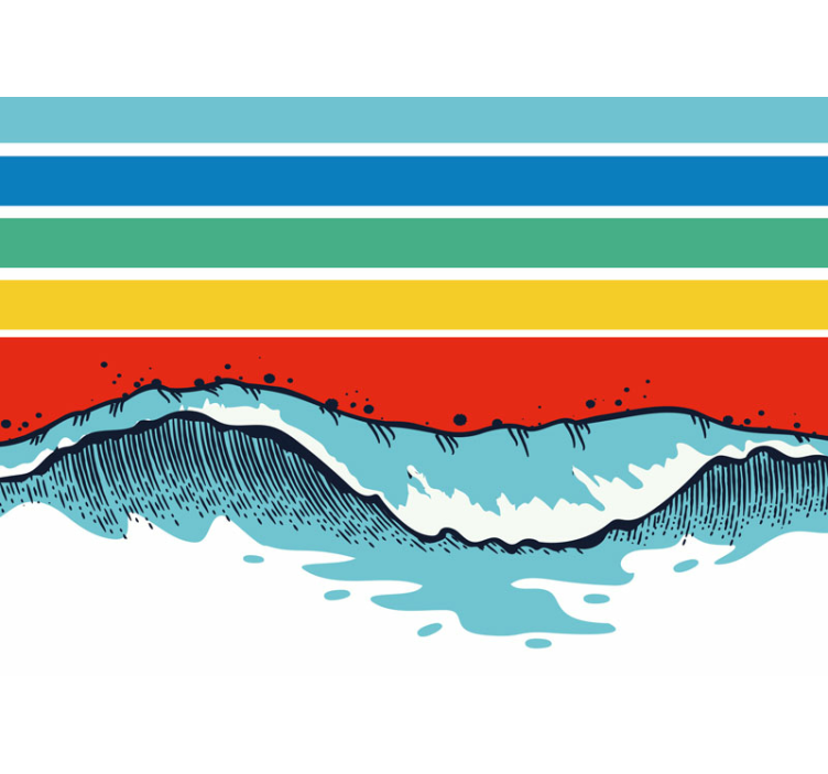 Wall mural nature with stylized wave design - TenStickers