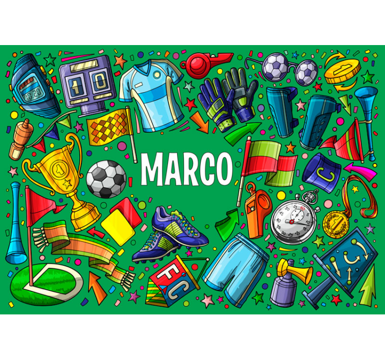 Personalized wall mural with sports-themed designs - TenStickers