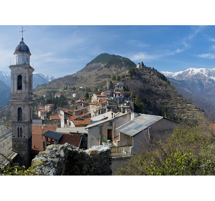 Music wall mural acoustic guitar landscape - TenStickers