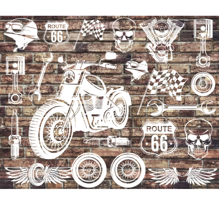 Wall mural vehicle motorcycle route 66 - TenStickers
