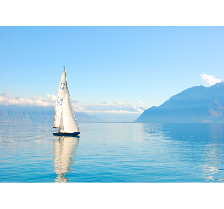 Ocean with sailing boats under the sea mural - TenStickers