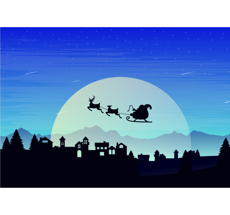 Santa Sleigh Scene christmas wall mural - TenStickers