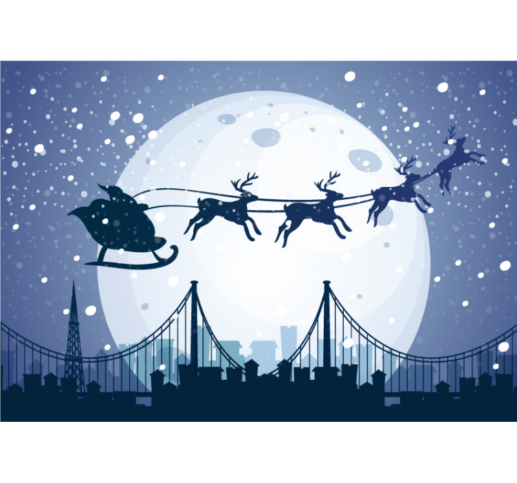 Santas sleigh silhouette christmas wall mural - TenStickers
