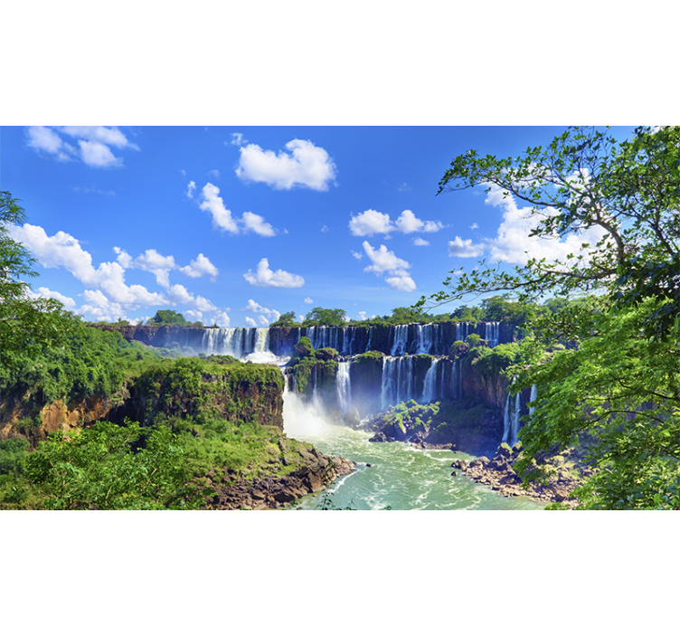 Big waterfalls in the forest Wall Mural - TenStickers