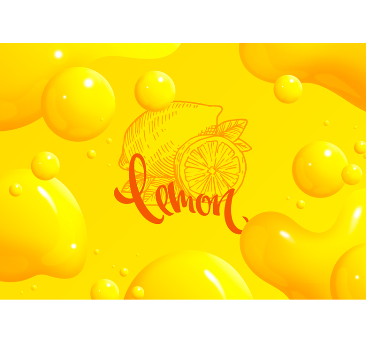 Orange and lemon sketch Yellow Wall Mural - TenStickers