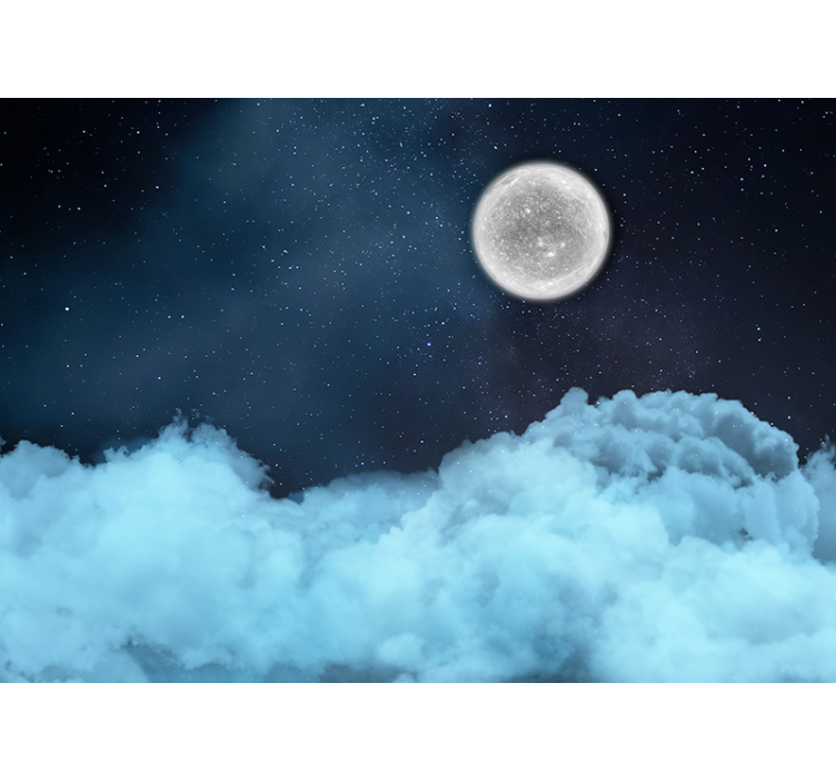 Moonlit Cloudscape space wall mural - TenStickers