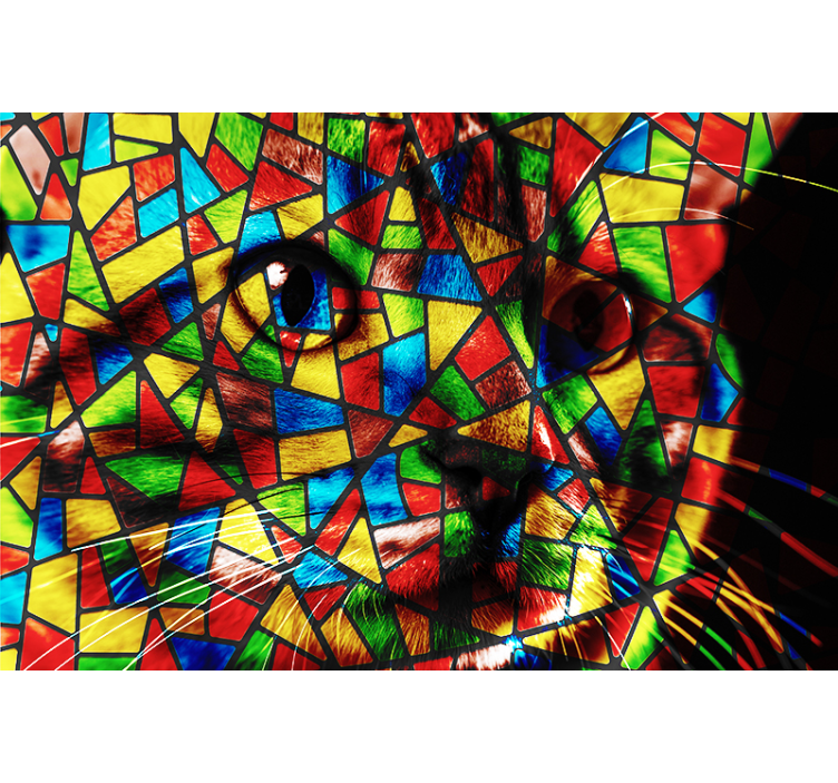 Animals wall mural colorful cat mosaic - TenStickers