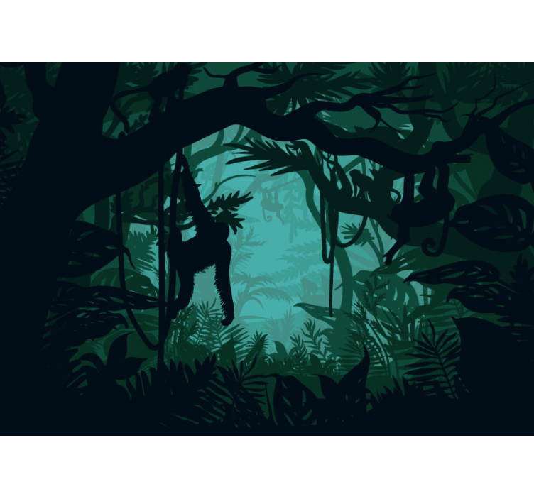 Vibrant Jungle Landscape jungle wall mural - TenStickers
