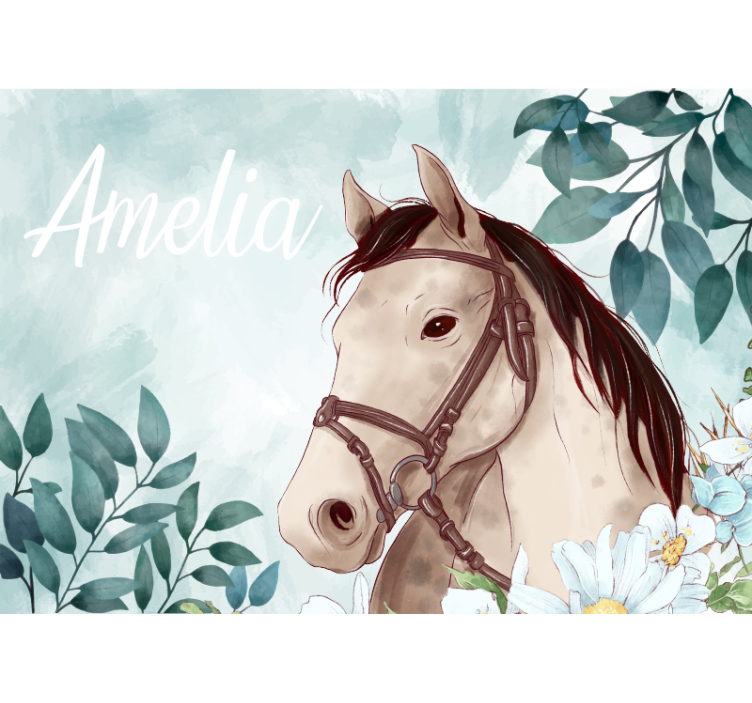 Animals wall mural horse with name - TenStickers