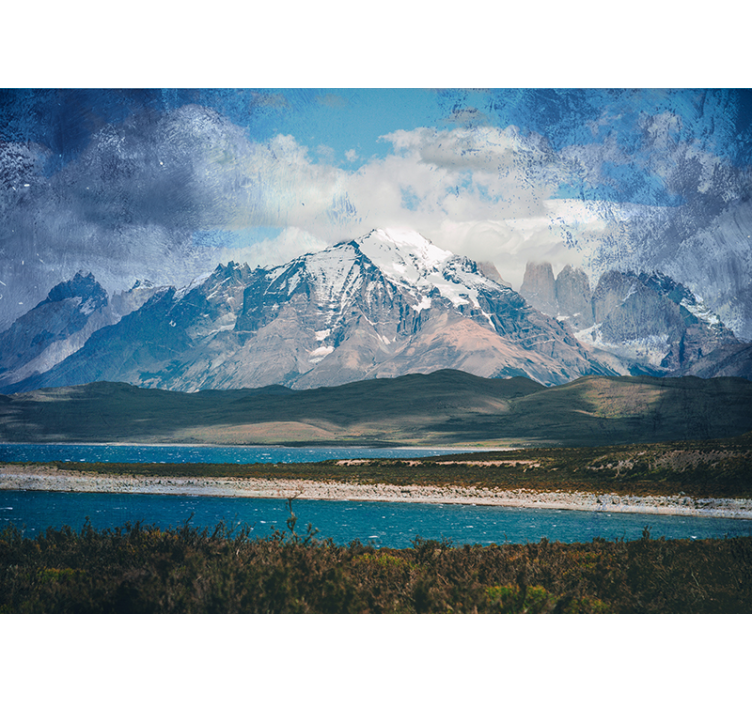 Patagonian Mountain View landscape wall mural - TenStickers
