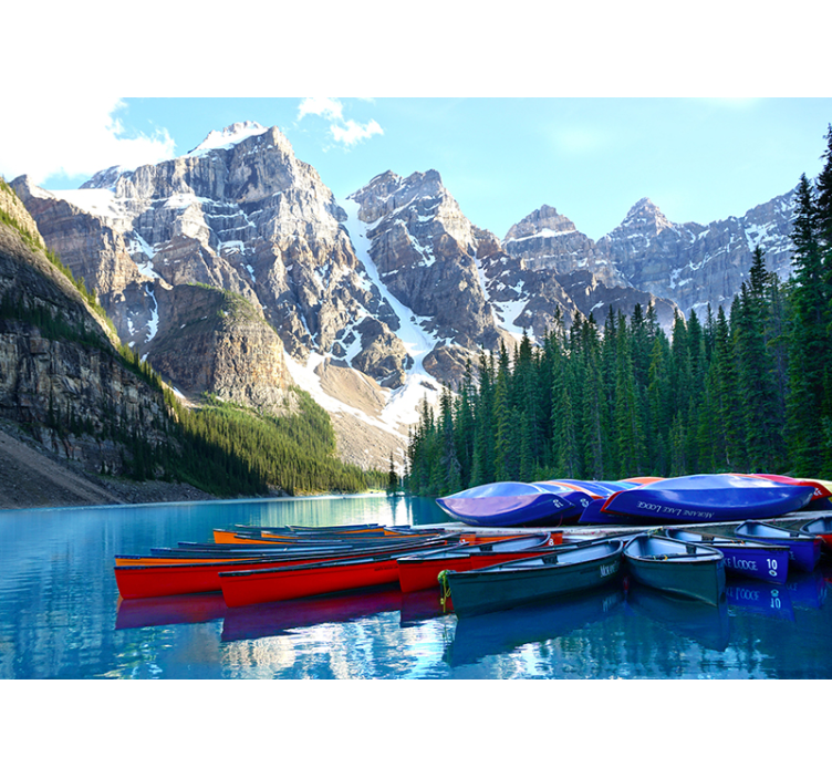 Lake with snowed view wall mural mountain - TenStickers