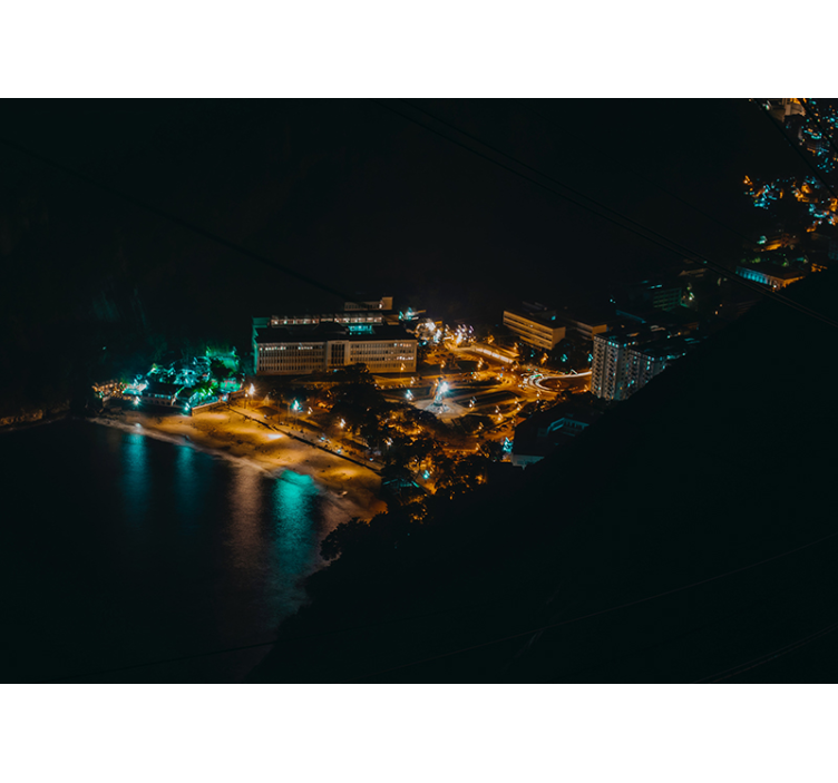 City wall mural night cityscape view - TenStickers