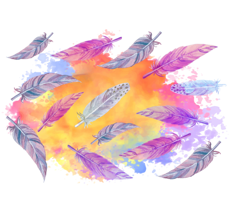 Flower wall mural colorful feather designs - TenStickers