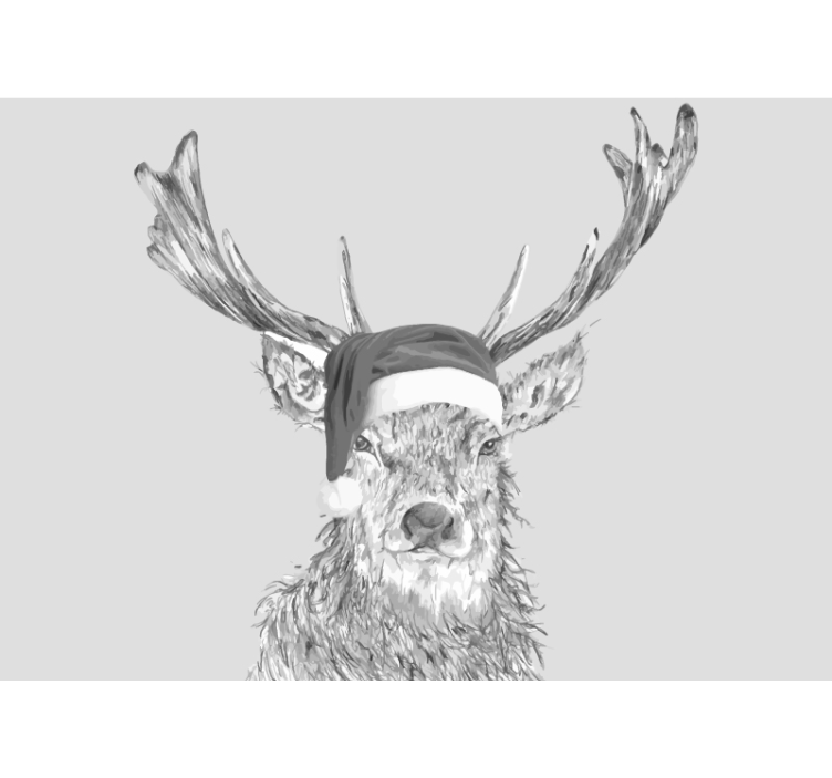Animals wall mural reindeer in a hat - TenStickers