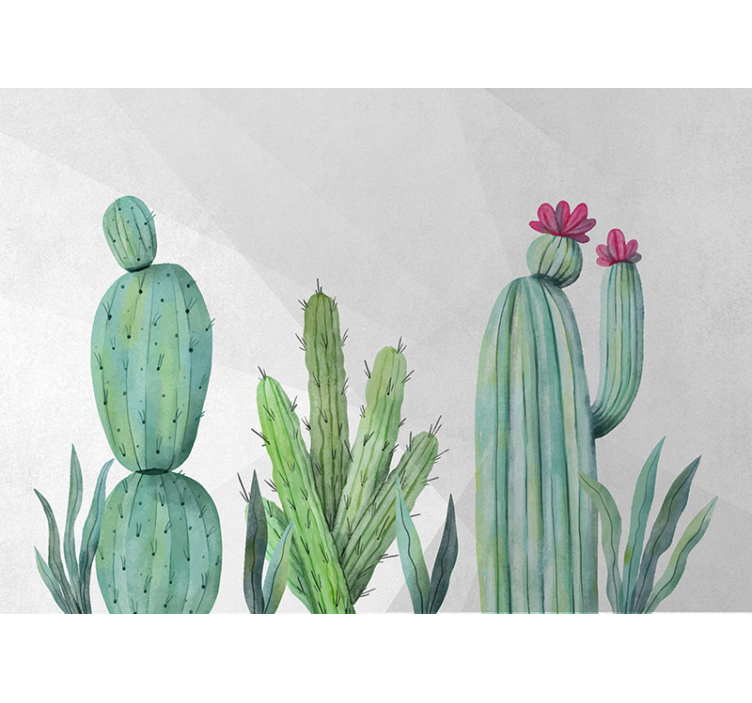 Wall mural nature cactus floral pattern - TenStickers