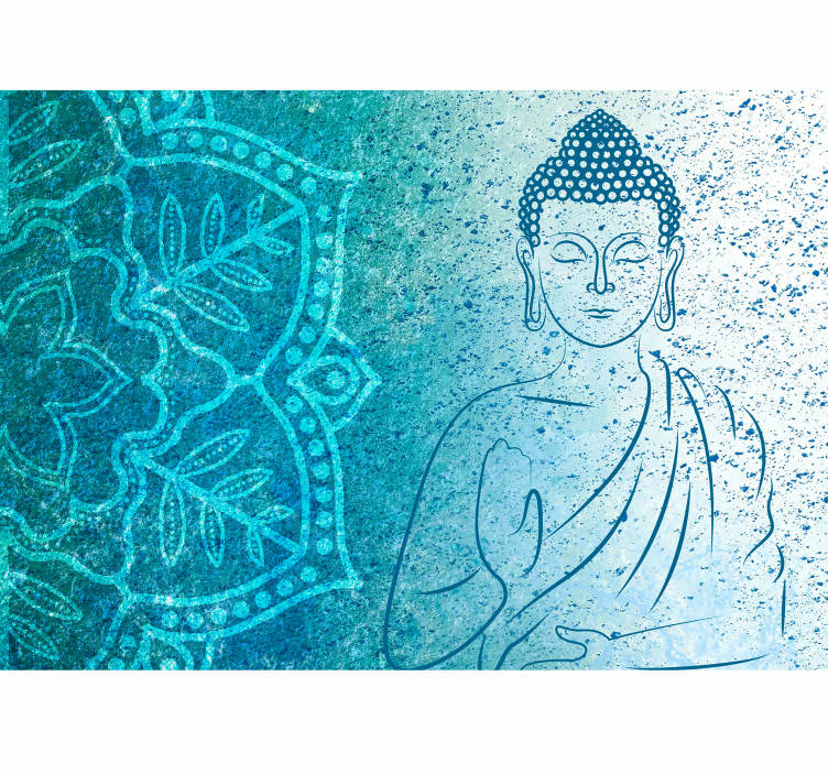Buddha blue Mandala Wall Mural - TenStickers