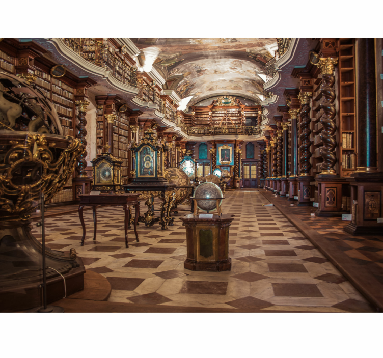Art wall mural elegant library interior - TenStickers