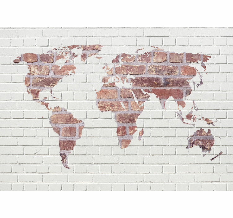World map wallpaper world map brick - TenStickers
