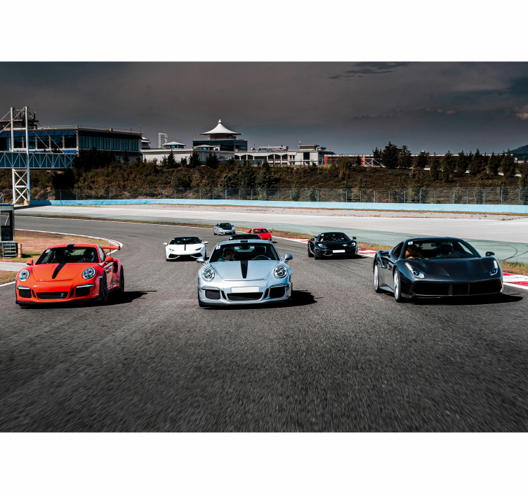 Racing on a track car wall mural - TenStickers