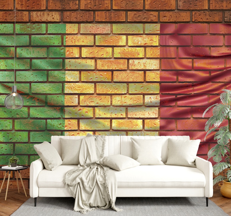 Spanish Flag effect brick mural wallpaper - TenStickers