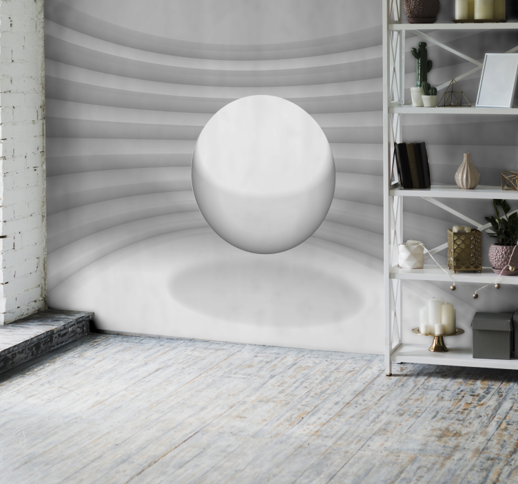 Abstract floating ball in hole white 3d wallpaper - TenStickers