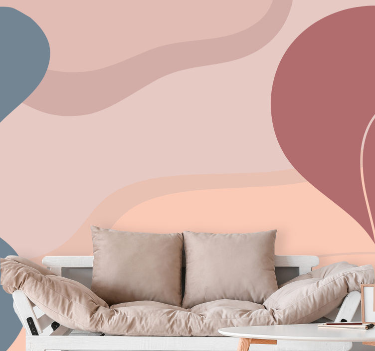 Abstract wall mural curved layered shapes - TenStickers