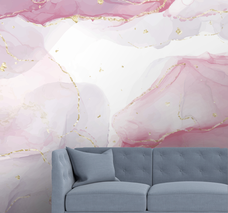 Abstract wall mural delicate pink swirls - TenStickers