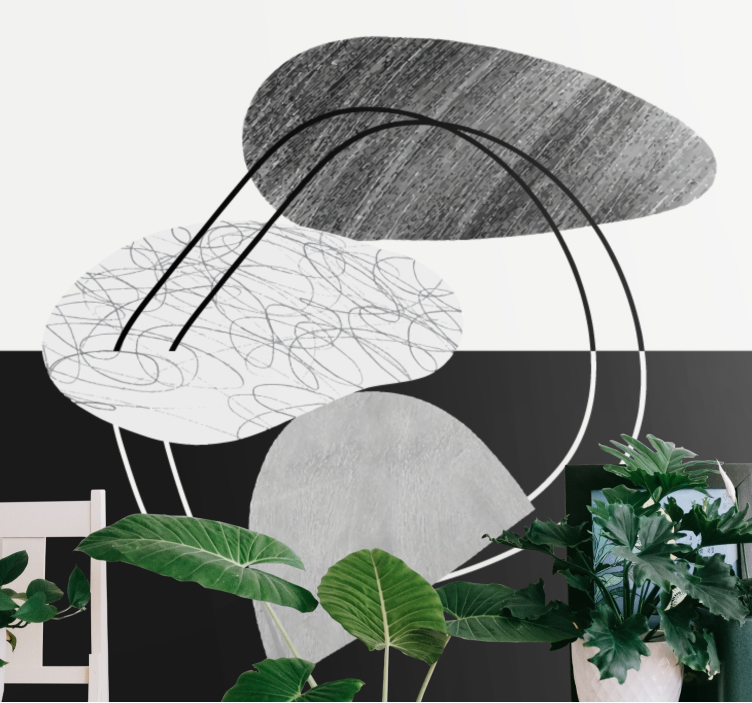 Abstract wall mural geometric mono shapes - TenStickers