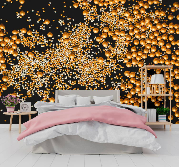 Abstract wall mural golden sphere design - TenStickers