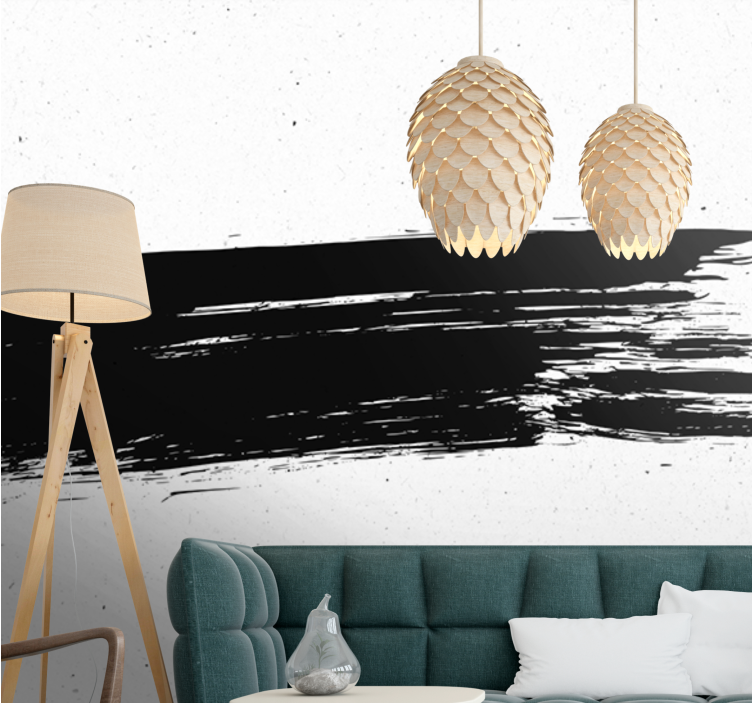 Abstract wall mural in black brush stroke - TenStickers