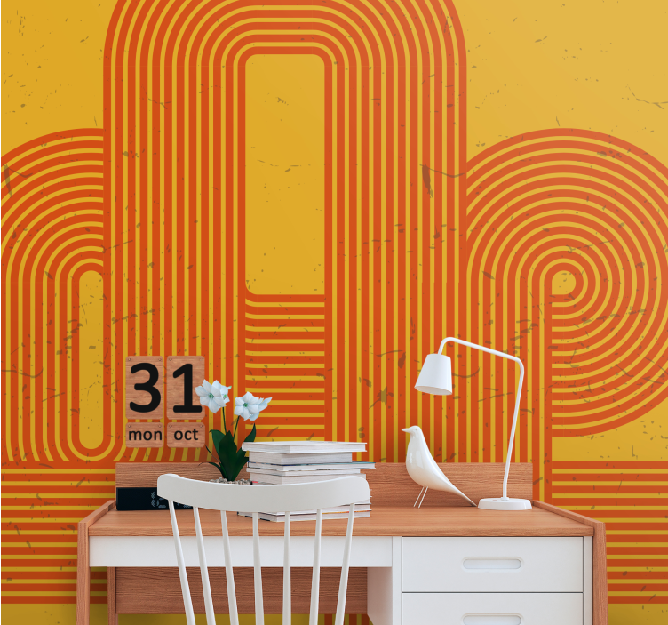 Abstract wall mural with curved line designs - TenStickers
