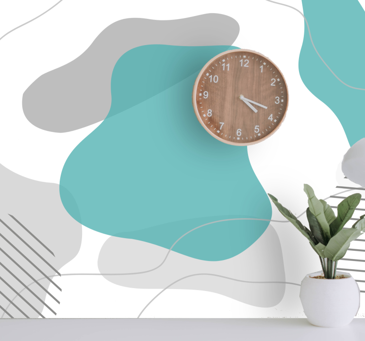 Abstract wall mural with curved shapes design - TenStickers