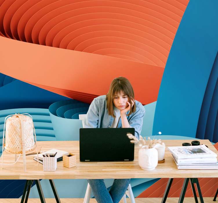 Abstract wall mural with lively paper layers - TenStickers