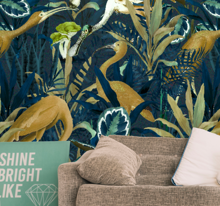 African wall mural tropical bird landscape - TenStickers