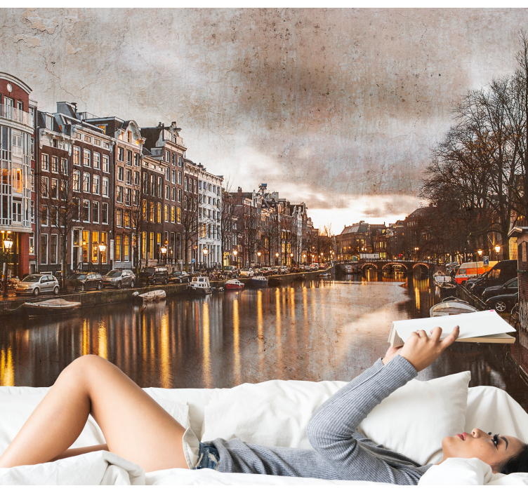 Amsterdam wall mural amsterdam canal scene - TenStickers