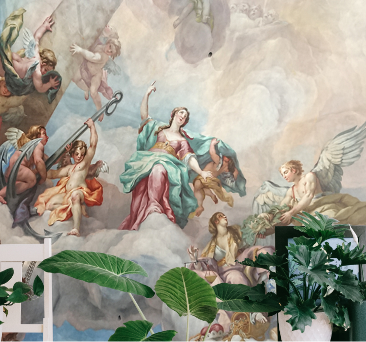Angels in the sky Classic Art Wall Mural - TenStickers