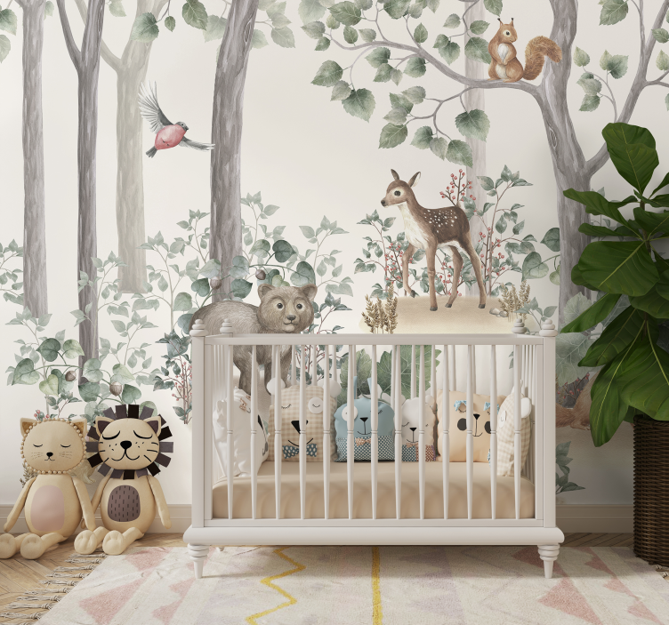 animals in the woods nursery wall mural - TenStickers