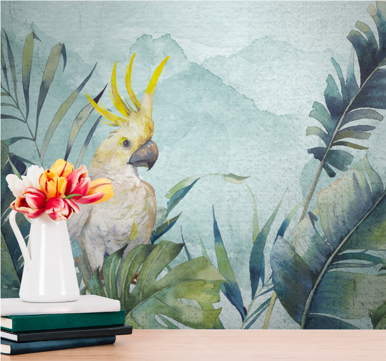 Animals wall mural cockatoo in foliage - TenStickers