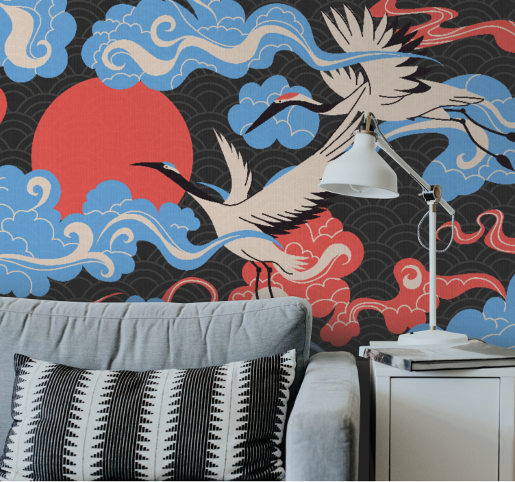 Animals wall mural cranes in flight - TenStickers