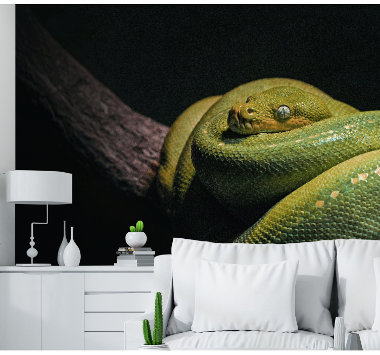 Animals wall mural emerald green python - TenStickers