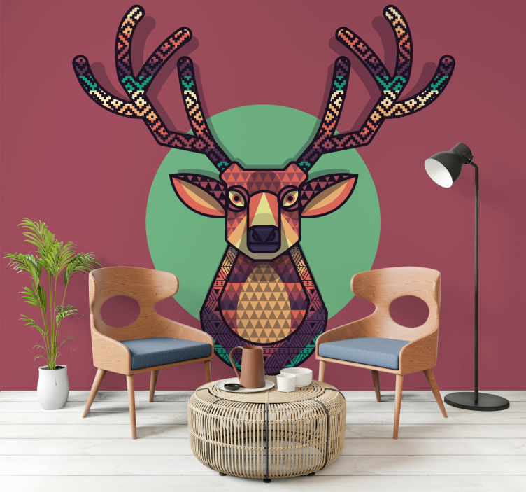 Animals wall mural geometric deer head - TenStickers